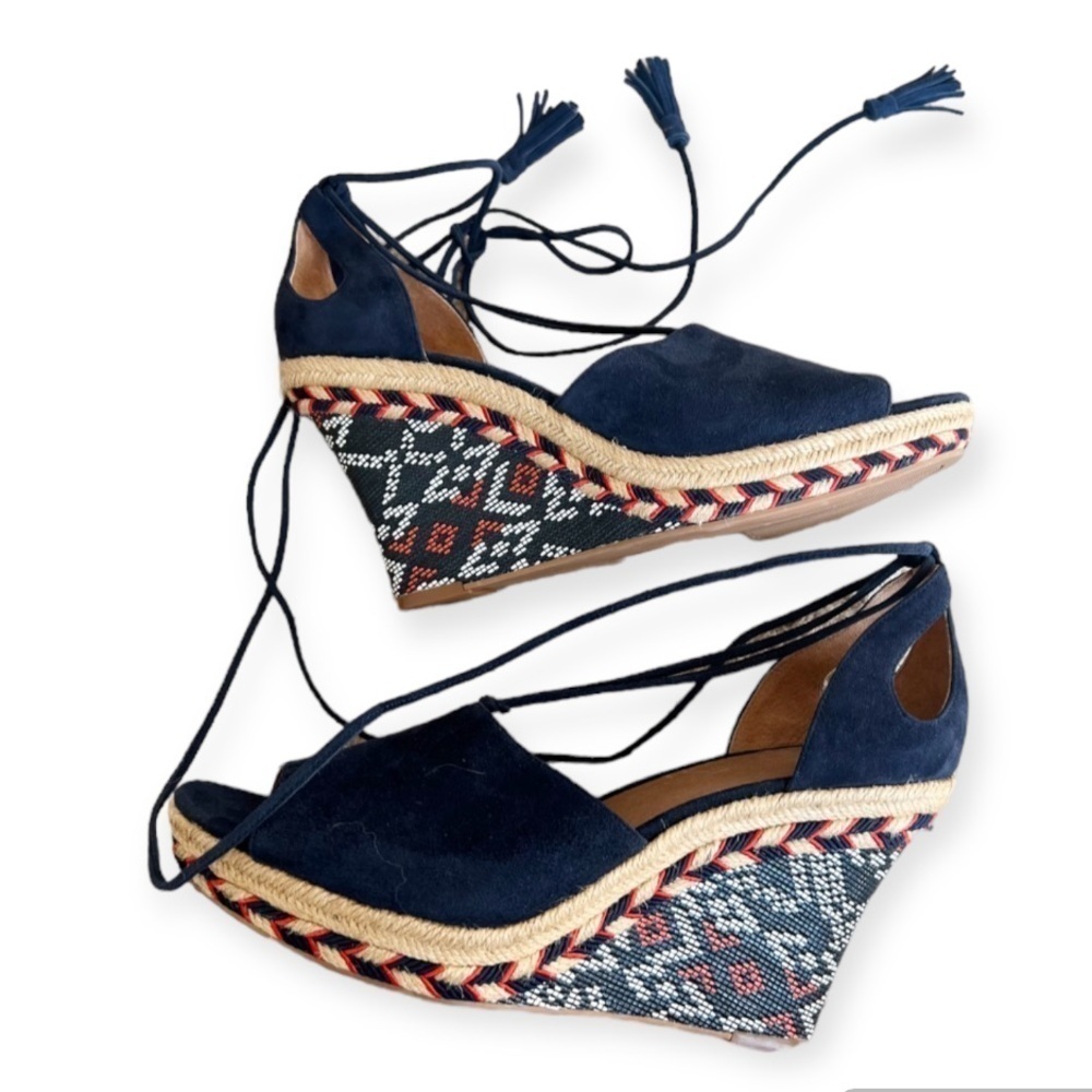 CAbi Isla Espadrille Wedge Suede Tassel Tie Sandal - Picture 6 of 8